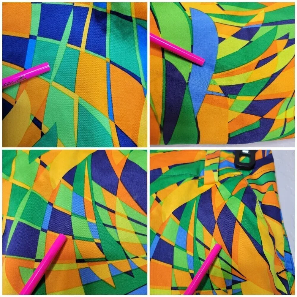 Loudmouth Golf Pants Womens 2 All Over Print Geometric Crop Capri AOP Golf Artsy - Picture 2 of 14